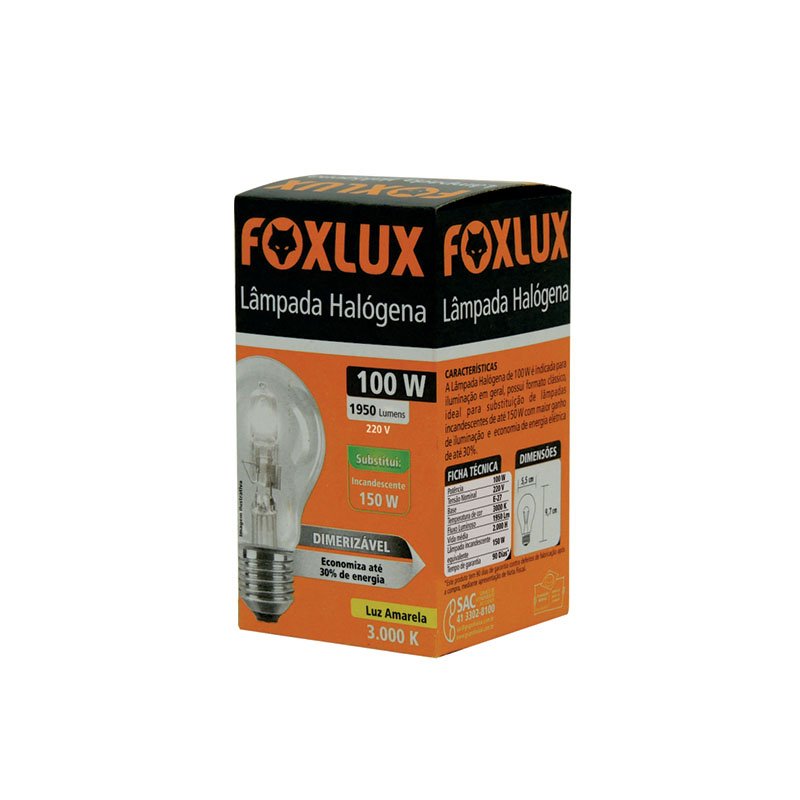 LÂMPADA HALOGENA 0100W 220V=INCANDE 150W