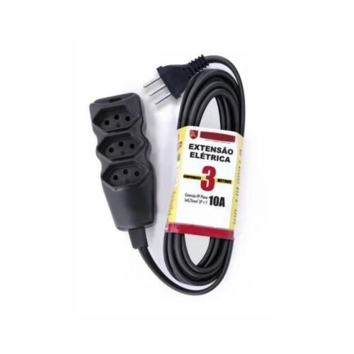EXTENSAO 03MT PTA 3TOM 2P+T PP 10A 250V