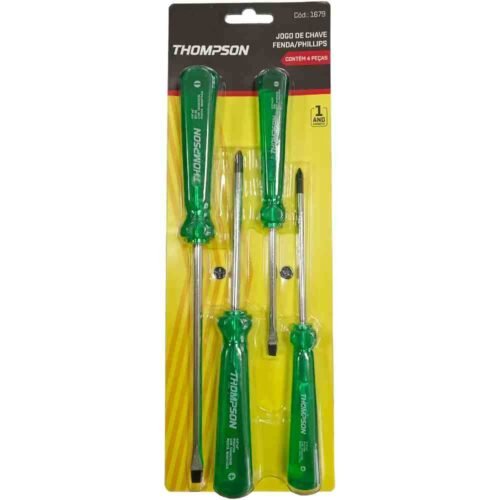 JOGO CHAVE FENDA/PHILLIPS CB VERDE - 4 P