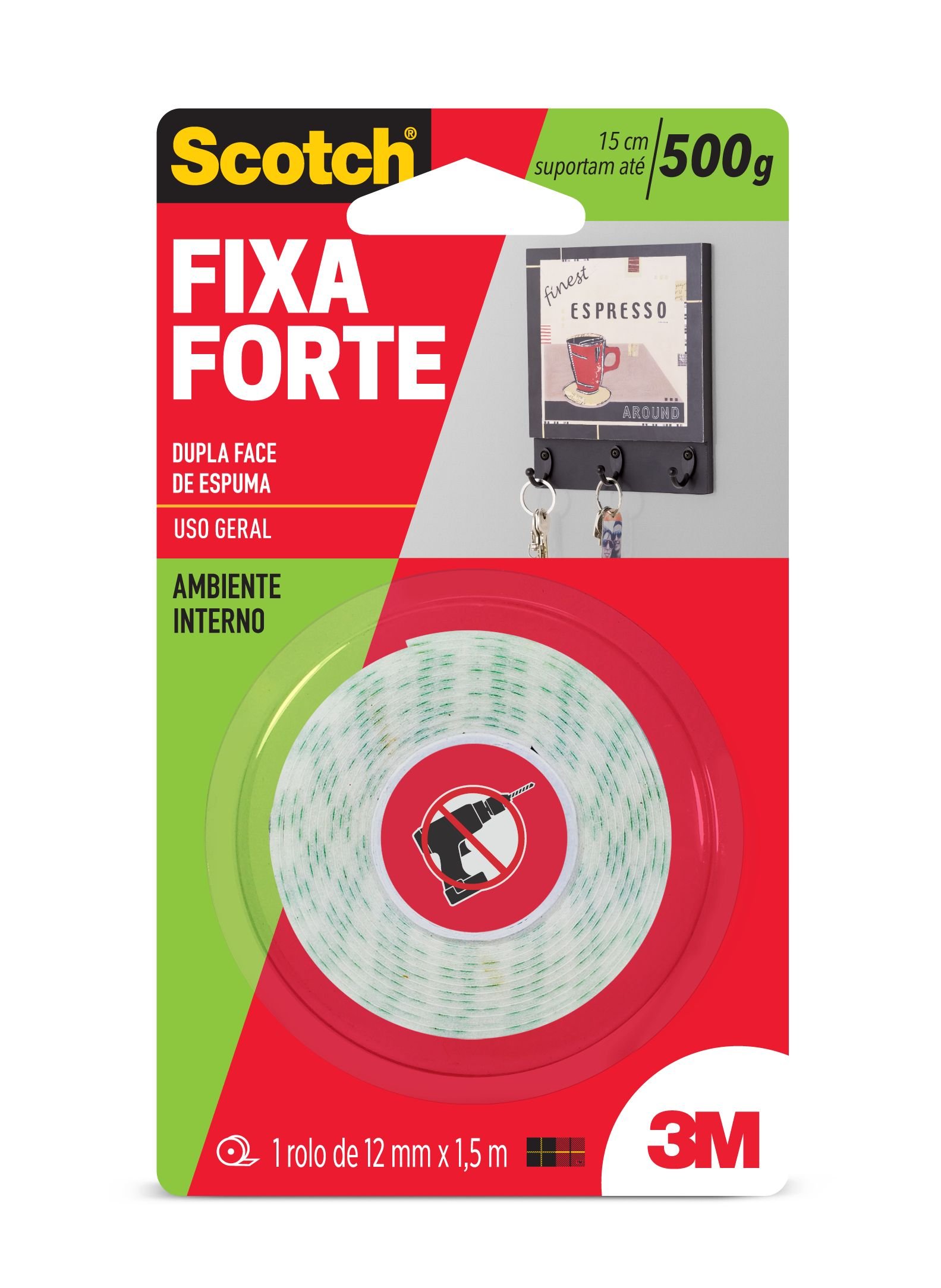 FITA DUPLÃ FACE 12MMX01,5M ESPUMA 500G 1