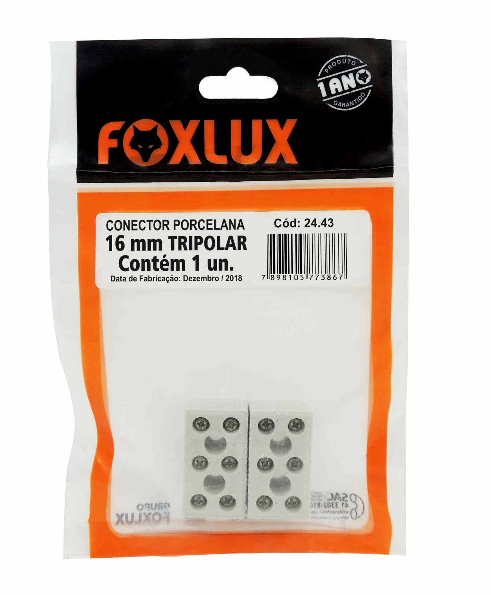 CONECTOR DE PORCELANA 16MM TRIPOLAR